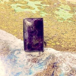 Silver Amethyst Stone Adjustable Ring